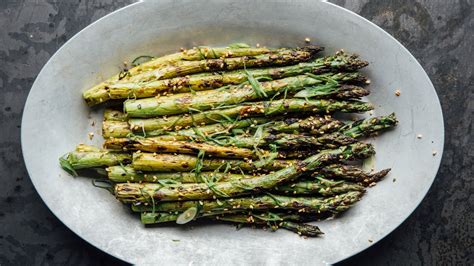 ginger-miso-grilled-asparagus-recipe-bon-apptit image
