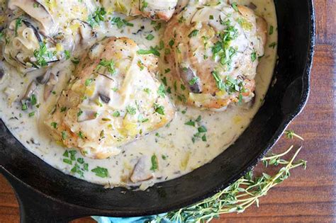 hearty-chicken-and-mushroom-fricassee-recipe-foodal image