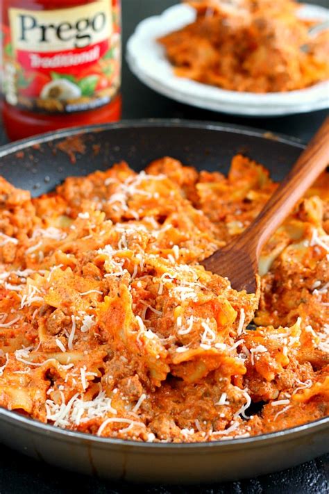 creamy-skillet-lasagna-recipe-with-bowtie-pasta image