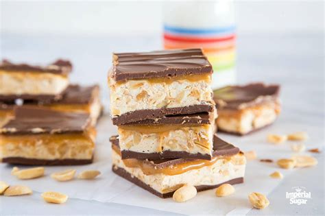 chocolate-caramel-nougat-layered-bars-imperial-sugar image