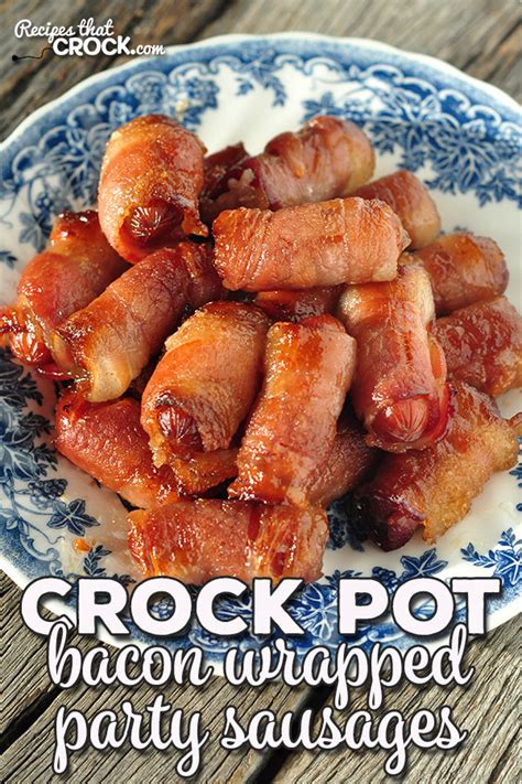 bacon-wrapped-crock-pot-party-sausages-recipes-that image