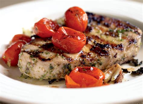 pesto-grilled-swordfish-steak-recipe-with-tomatoes-eat image