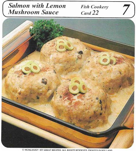 salmon-with-lemon-mushroom-sauce-vintage image