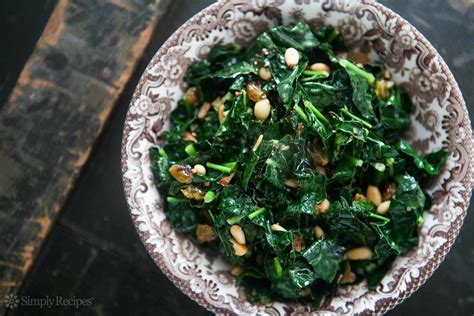 sauted-greens-with-pine-nuts-and-raisins-simply image