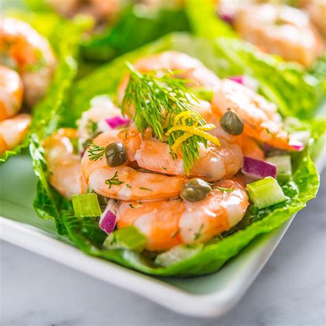 caper-and-dill-shrimp-salad-in-romaine-cups image