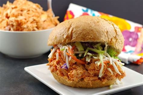 shredded-buffalo-chicken-sandwich-no-cook-food image