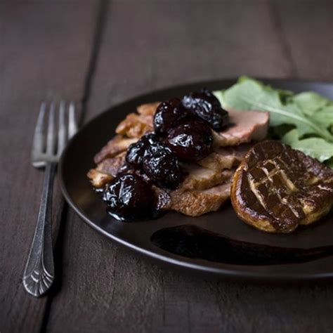 duck-breast-with-foie-gras-and-balsamic-cherries-gourmet-food image
