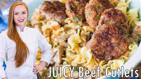 juicy-beef-cutlets-recipe-with-creamy-mushroom image