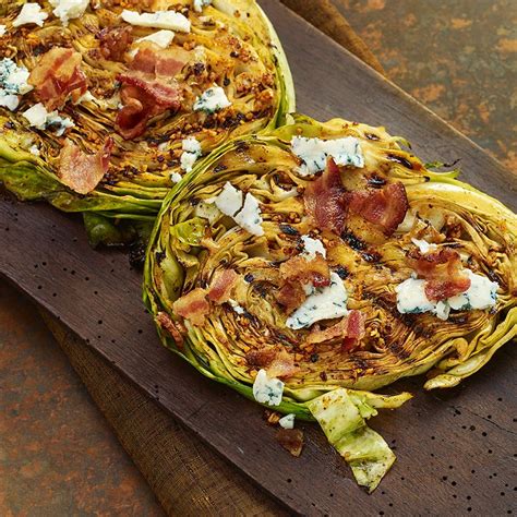 grilled-cabbage-steaks-with-bacon-blue-cheese image