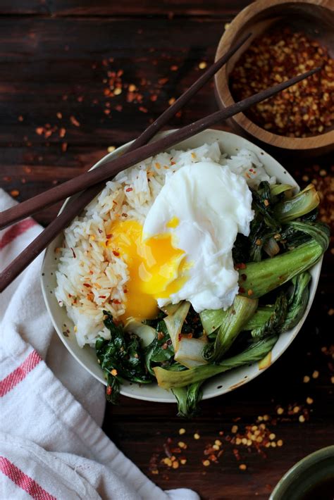 braised-bok-choy-leek-and-spinach-rice-bowl-with image