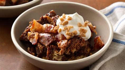 chocolate-hazelnut-toffee-bread-pudding-with-candied-bacon image