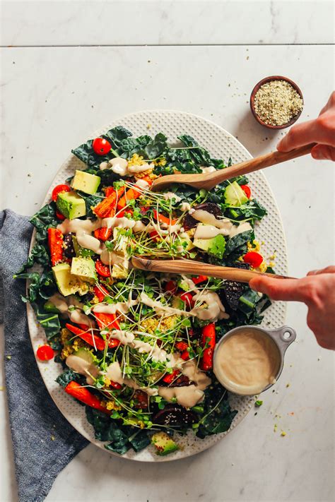 loaded-kale-salad-with-tahini-dressing-minimalist-baker image