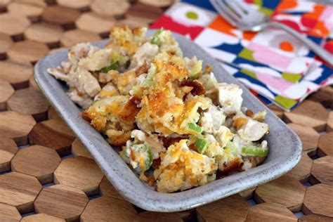 classic-hot-chicken-salad-casserole-recipe-the-spruce image