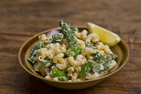 goat-cheese-and-asparagus-macaroni-salad-food image