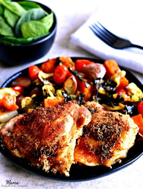 crispy-chicken-thighs-one-pan-meal-gluten-free-paleo image