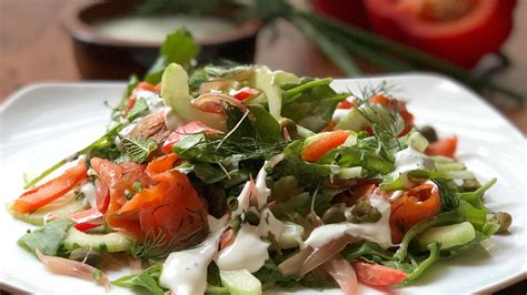 gravlax-summer-vegetable-salad-with-chive-cream image