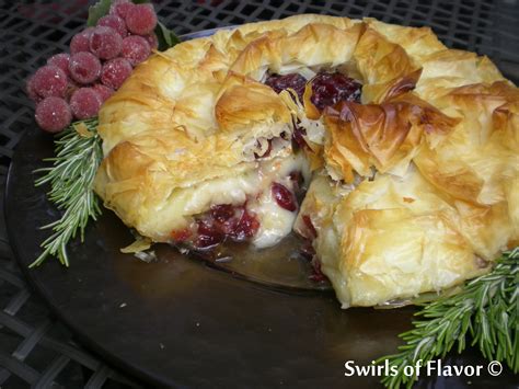 phyllo-wrapped-cranberry-baked-brie-swirls-of-flavor image