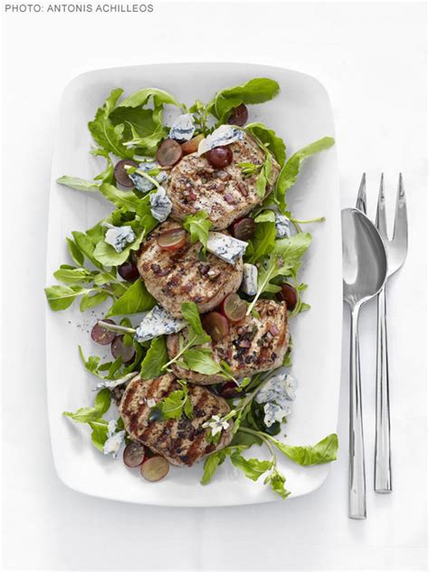 grilled-pork-with-arugula-and-grape-salad image
