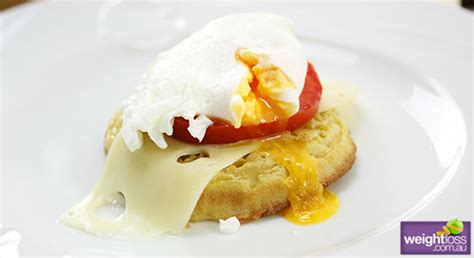crumpet-with-poached-egg-cheese-tomato image