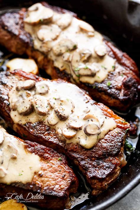 pan-seared-garlic-butter-steak-mushroom-cream-sauce image