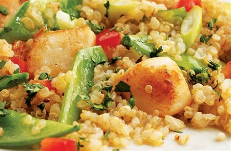 quinoa-salad-with-scallops-and-snow-peas-healthy image