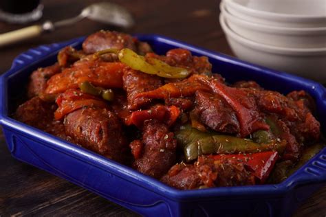 spetsofai-sausage-and-peppers-mediterranean-diet image