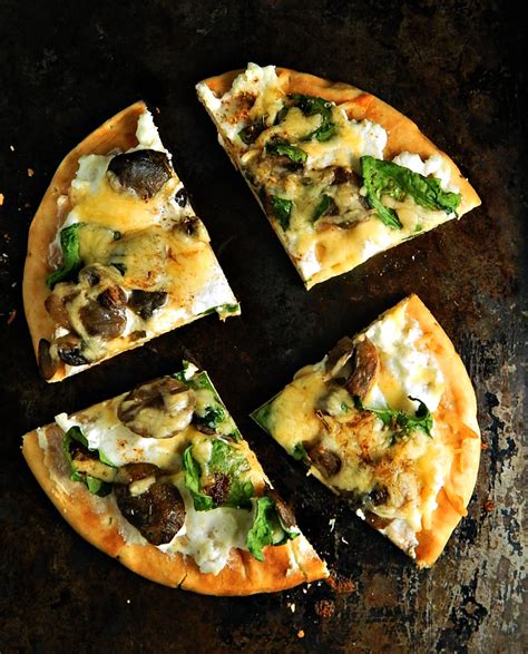 mushroom-ricotta-flatbread-pizza-frugal-hausfrau image