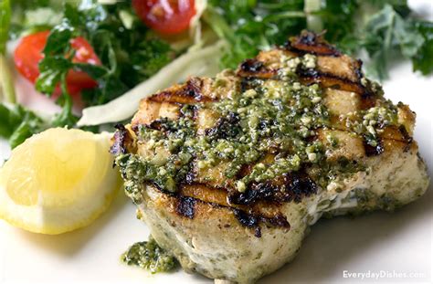 grilled-halibut-with-pesto-sauce-recipe-from-scratch image