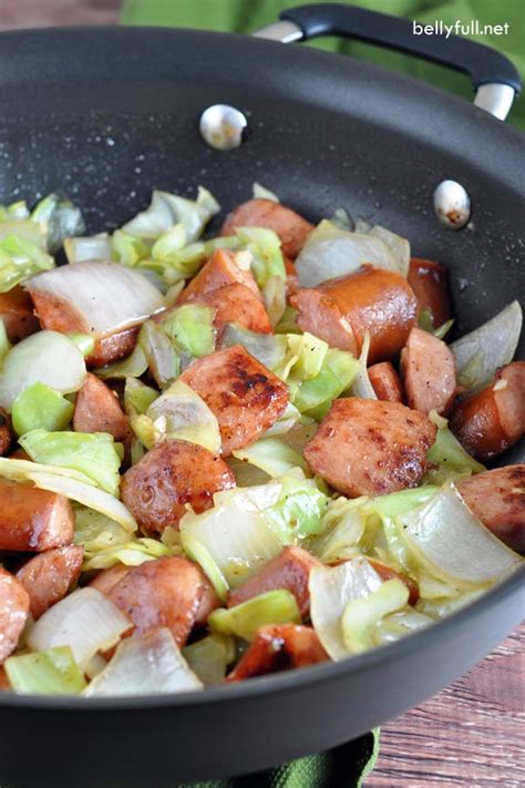 kielbasa-and-cabbage-skillet-recipe-belly-full image