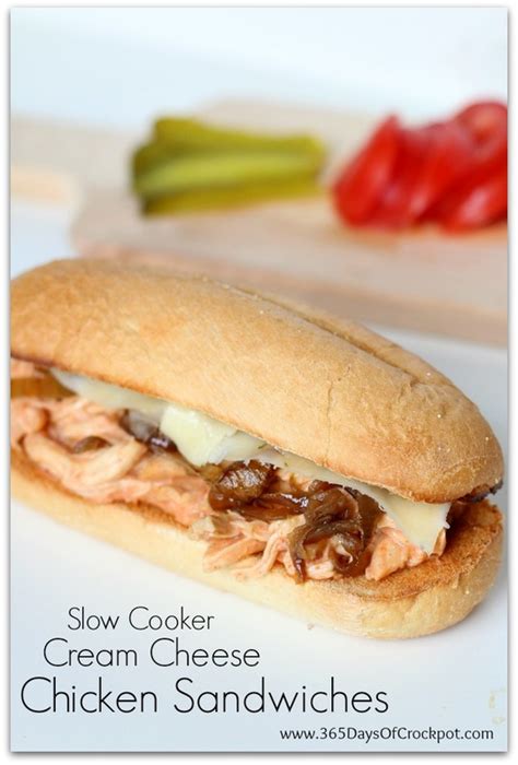 slow-cooker-cream-cheese-chicken-sandwiches image