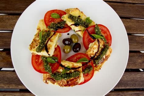 greek-feta-saganaki-caprese-salad-happy-kitchen image