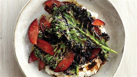 grilled-kale-salad-with-ricotta-and-plums-recipe-bon-apptit image