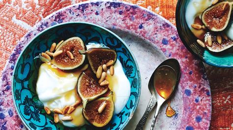 yogurt-with-fresh-figs-honey-and-pine-nuts-bon-apptit image