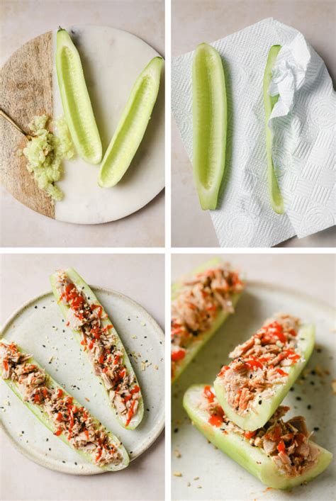 spicy-keto-tuna-cucumber-boats-with-cream-cheese image