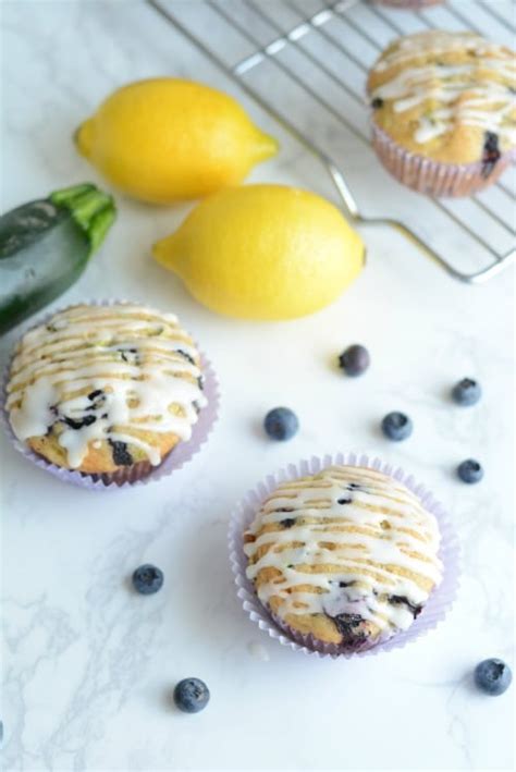 zucchini-blueberry-muffins-with-sweet-lemon-glaze image