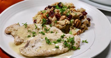 turkey-cutlets-with-pan-gravy-and-dressing-grits-and image