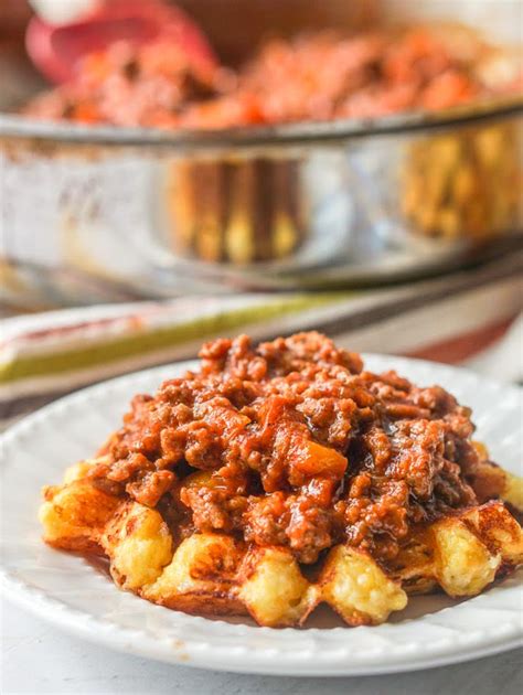 easy-low-carb-sloppy-joes-on-gluten-free-cheese-waffle image