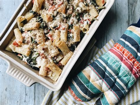baked-rigatoni-with-broccoli-green-olives-and-pancetta image