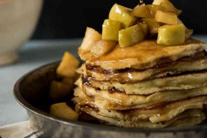 sour-cream-pancakes-with-apple-pie-topping-tasty image