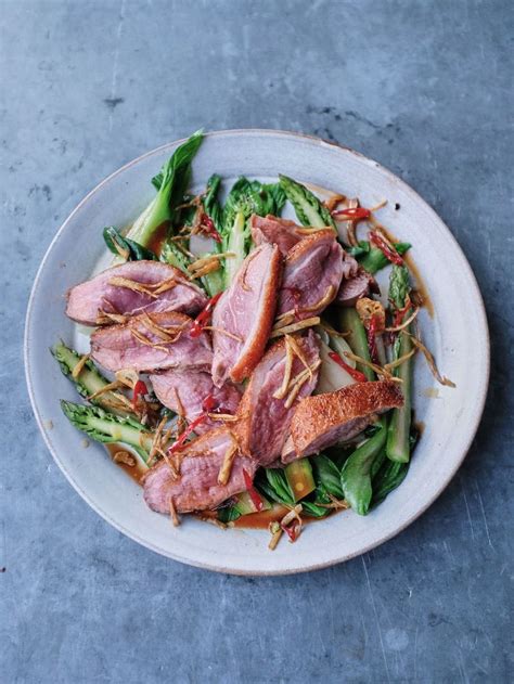pan-fried-duck-breast-with-pak-choi-asparagus-jamie image