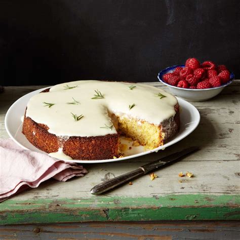 almond-cake-with-lemon-and-crme-frache-glaze image