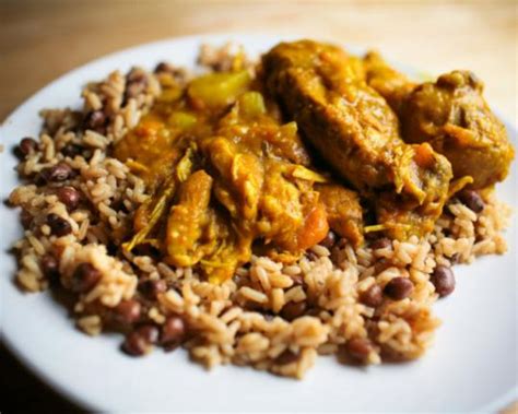 jamaican-curried-chicken-with-rice-and-peas-the image