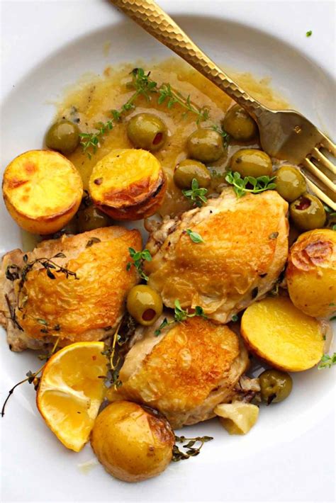 crispy-braised-chicken-with-olives-potatoes-and-lemon image