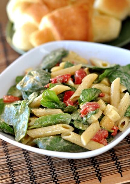 smoked-mozzarella-and-penne-spinach-salad-mels image