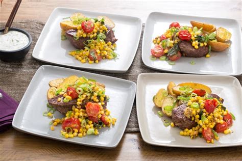seared-steaks-roasted-potatoes-with-corn image