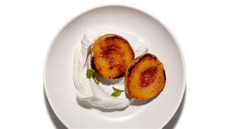 peaches-with-lemon-verbena-cream-recipe-bon image