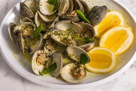 clams-in-garlic-sorrel-cream-recipe-food-wine image