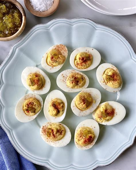 southern-deviled-eggs-recipe-with-sweet-pickle-relish image