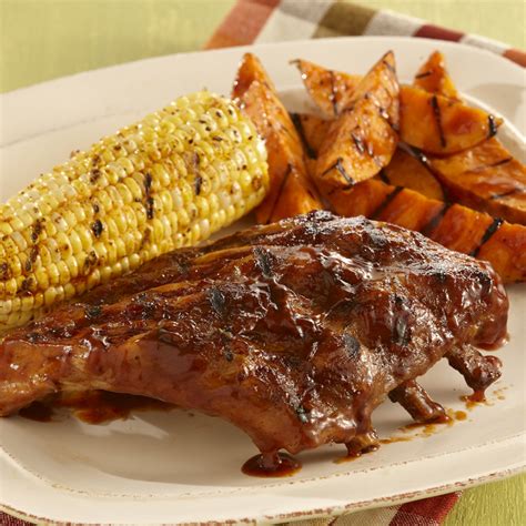 brown-sugar-bourbon-ribs-with-grilled-sweet-potatoes image