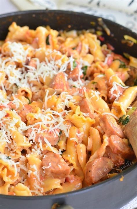 tomato-basil-sausage-pasta-skillet-will-cook-for-smiles image